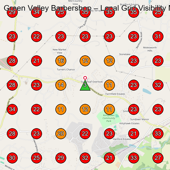 Green Valley Barbershop GeoGrid visibility map for Landscape Architect in Ijamsville